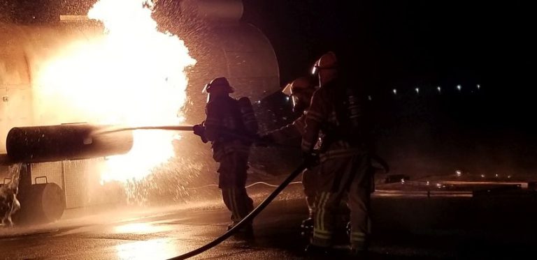 Towering inferno at airport only a drill
