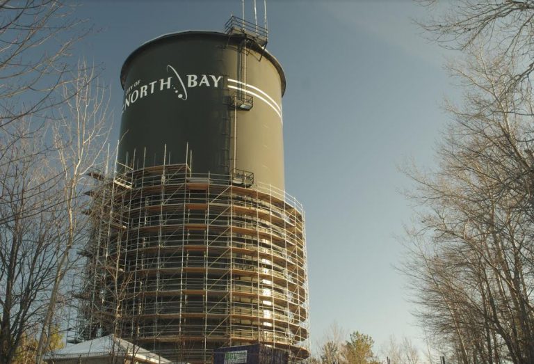 Water tower work in West Ferris completed and scaffolding starts coming down