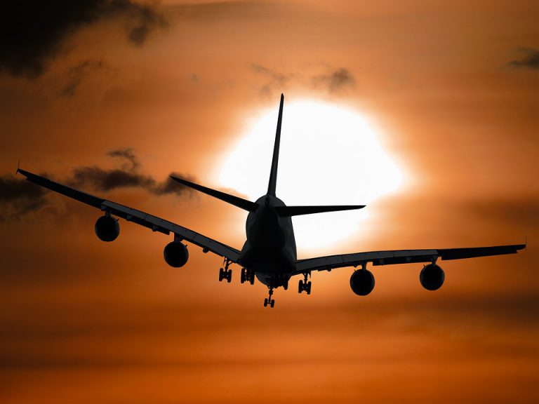 aircraft at sunset