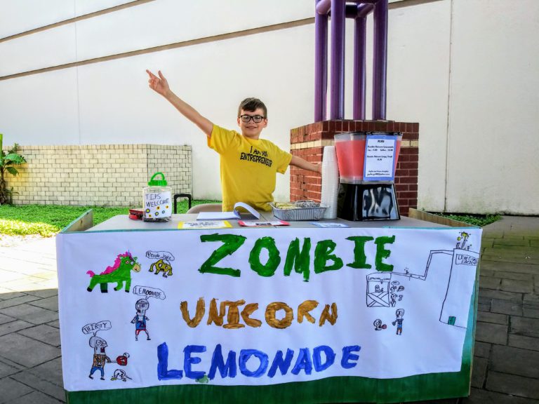 Local kids learning about business with lemonade