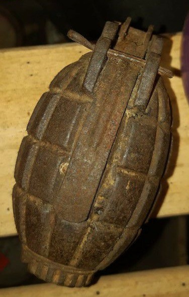 Police remove hand grenade from storage shed