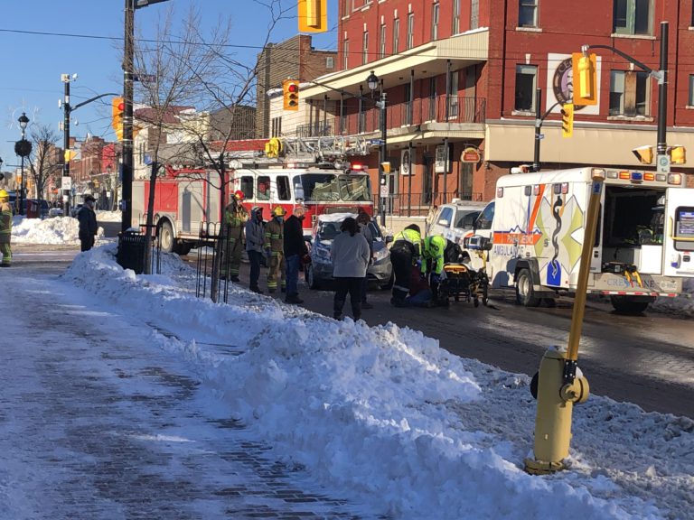 Downtown collision sends pedestrian to hospital