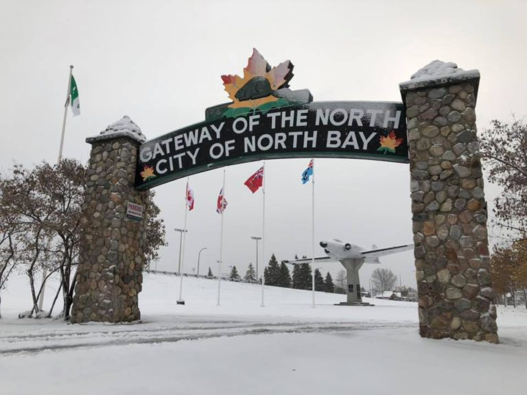 Gateway Of The North sign undergoing maintenance