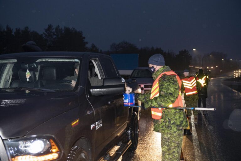 22 Wing holding roadside food bank donation drive