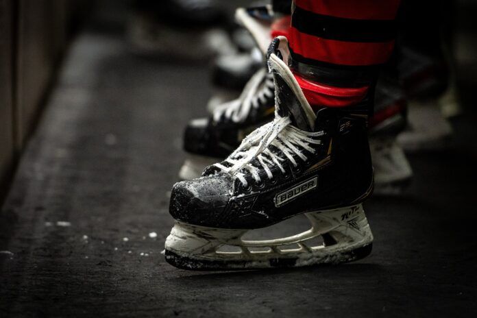 hockey, skates, ice