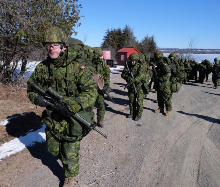 Algonquin Regiment training in Laurier Woods on Thursday